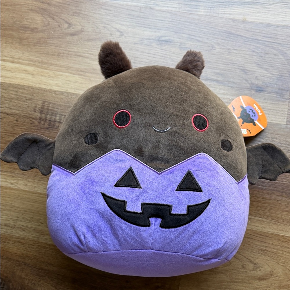 NWT Squishmallows Purple and Brown Bat Plush Toy Perkin